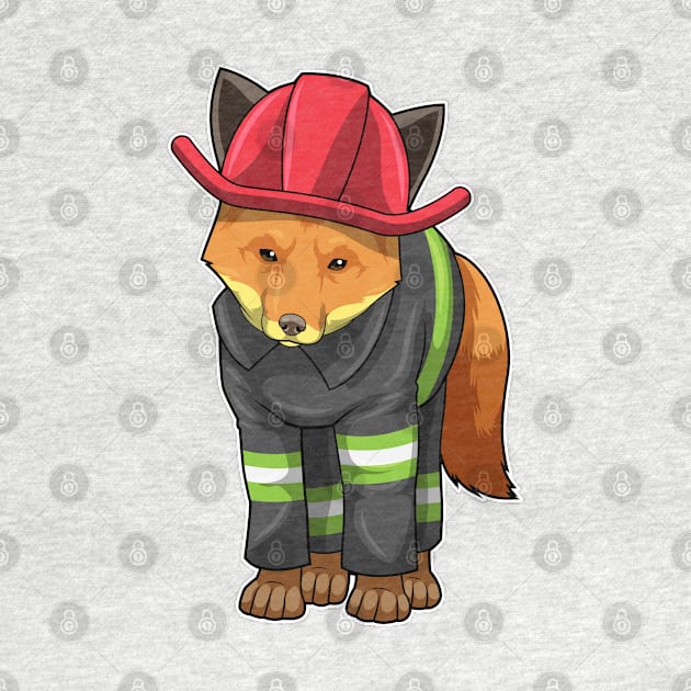 Fox as Firefighter with Helmet by Markus Schnabel